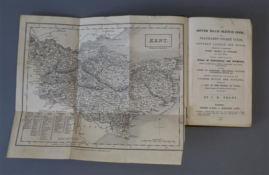 Brady, John Henry - The Dover Road Sketch Book, 12mo, embossed cloth, with folding map and 8 road maps, Henry Ward, London 1837